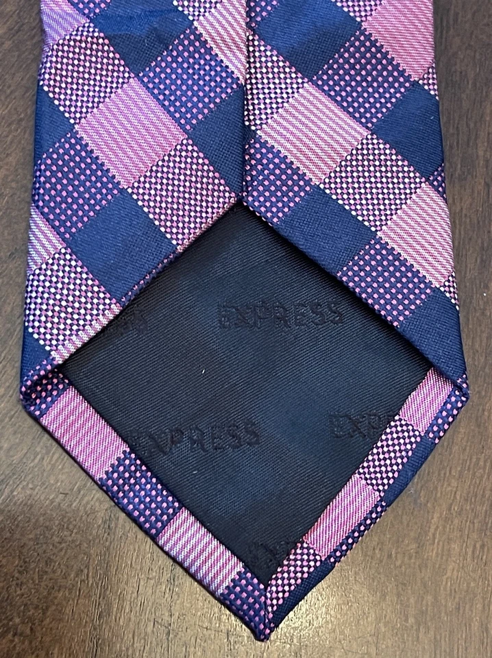 Corbata Express rosa azul 100 % seda para hombre hecha en China Foto 2 de 4