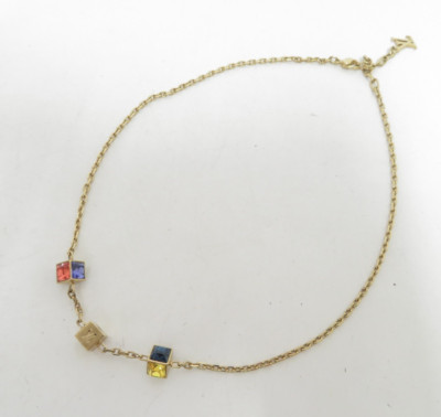 Authentic LOUIS VUITTON Necklace Collier Gamble silver Chain Necklace  #40062