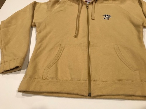 Women’s Pittsburgh Penguins Hooded Sweatshirt Medium Gold Antigua - Picture 3 of 8