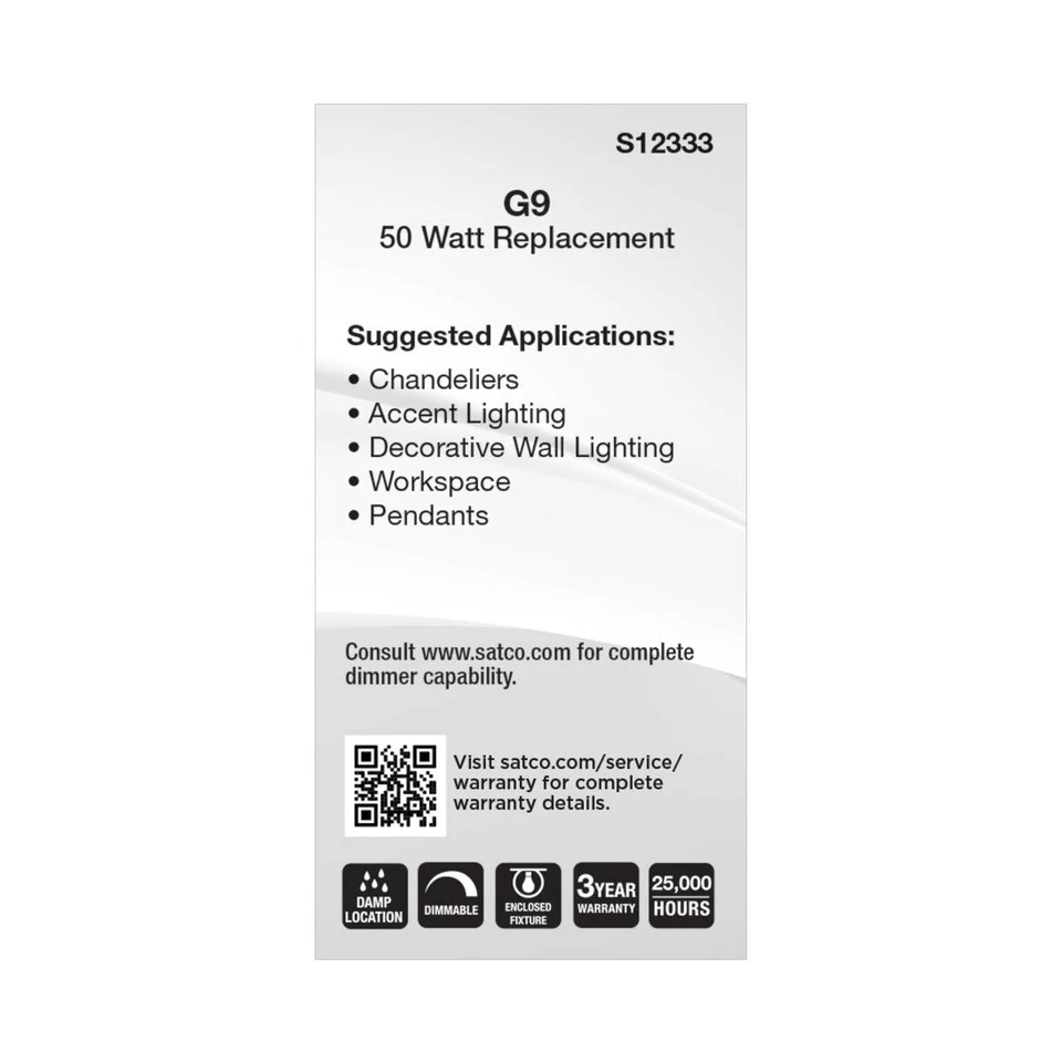 Satco S12333 - 6.5 Watt T6 LED Bulbs - G9 - 3000K - Frost (2, 5, 10 or 20 Pack) - Image 3 of 4