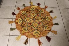 HARVEST COLLECTION FLORAL FALL AREA RUG(s) 3' ROUND W/FRINGE TASSEL-ORANGE/MULTI