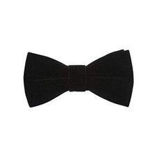 Mens Velvet Bow Tie Solid Color Formal Tuxedo Banquet Bowtie Pre-Tied Bow Black
