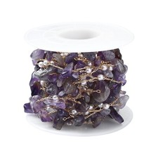 5m Stone Beading Chain Purple Necklaces Chains with Spool for Jewelry Making DIY