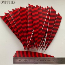 50PCS 5inch Striped Red Shield Vanes Fletches Feathers Fletching RW LW