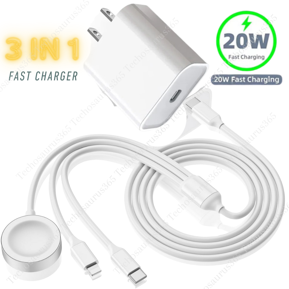 Apple Watch Series 6-10 & iPhone USB-C Magnetic Fast Charger 20W