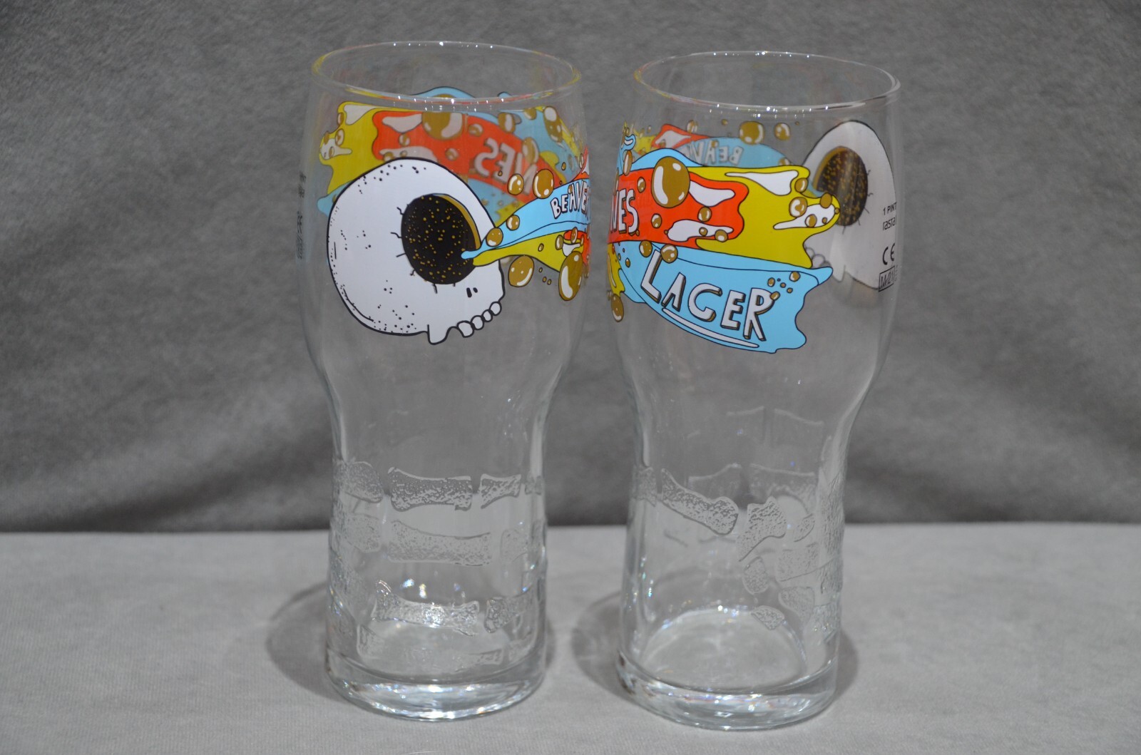 2x Beavertown Bones Skeleton Lager Skull Beer One Pint Glass 20oz New