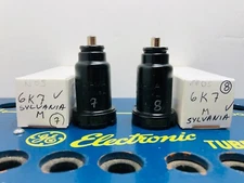 Closely Matched Pair Sylvania 6K7 NOS Tested Strong Life Test Excellent Tube