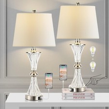 Touch Control Table Lamp Set of 2 3-Way Dimmable with USB Ports