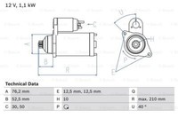 Bosch 0 986 018 430 Starter For Audi Seat Skoda VW