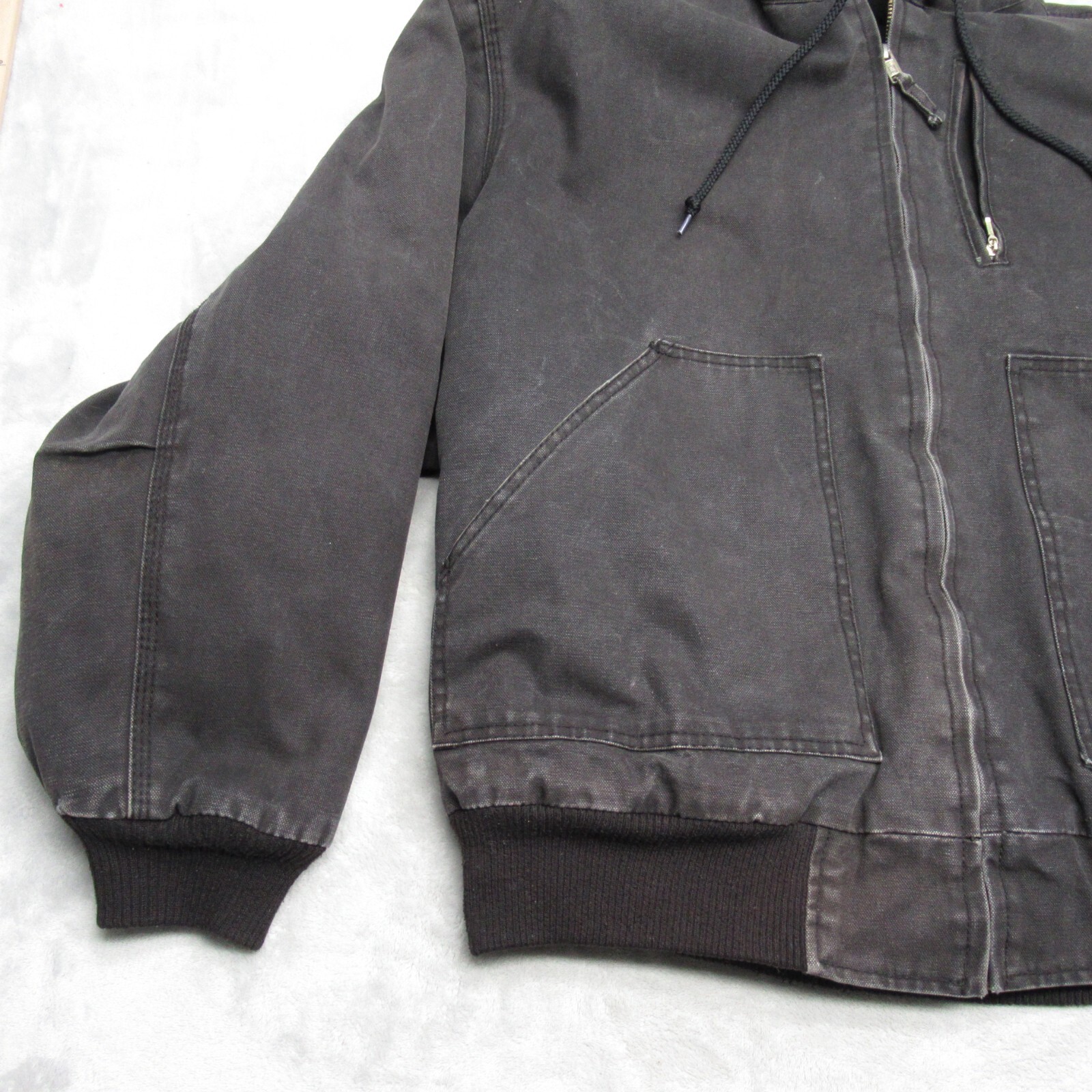 Walls Work Jacket Mens XXL Black Duck Rugged Canvas Chore Barn Full Zip Distress