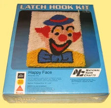 Happy Face Clown Sealed Latch Hook Kit National Yarn Crafts USA 18x24