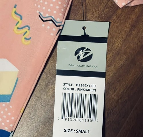 Camisa Drill Para Hombre Pequeña Rosa Retro Años 80 Diseño Memphis Estampado Botón Elastizada Nueva - Imagen 4 de 8