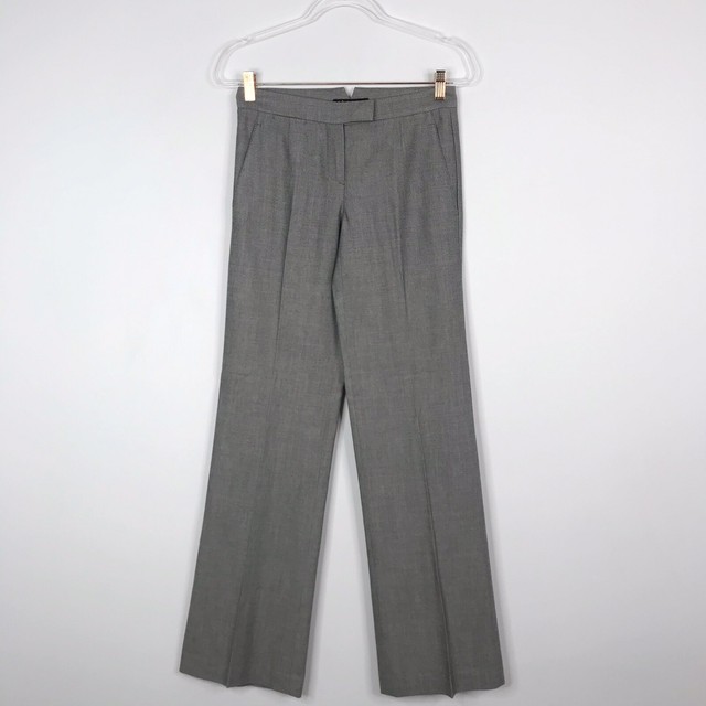 Theory Womens 0 Wool Blend Dress Straight Leg Pants Gray Herringbone