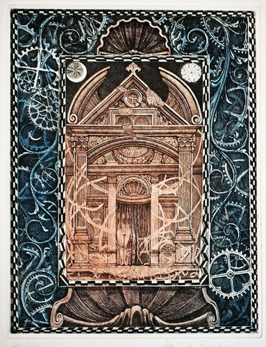 Daniel Fuchs, the Venus stamp, color etching, numbered, autographed