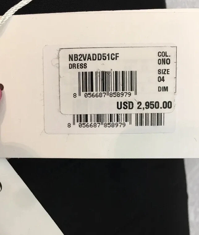 Abito Valentino lana nera manica a crappa borchie oro borchie con etichette $2950 taglia 4