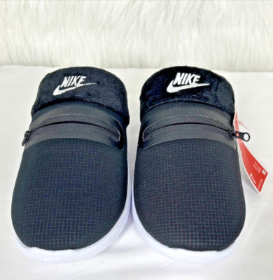 Nike Burrow NA Slippers Slip On Fleece Black White  DJ3131-001 Size 7 Women