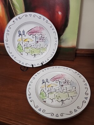 Studio Nova Promenade de paris cafe Set of 2 dinner  plate 10 3/4''