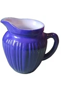 VINTAGE HAZEL ATLAS BLUE  Fired On Small Creamer/ Syrup Pitcher 