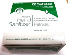 SAFETEC-17352 Hand Sanitizer Fresh Scent, 100 packets per box