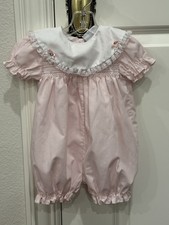Vintage Baby Girl Smocked Ruffle Romper Made in USA 6 Months