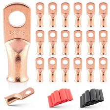 RED WOLF 4 AWG 5/16M8 20PCS Wire Lugs Ring Terminal Connectors Ends, 4 Gauge ...