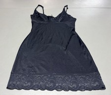 Vintage Corinna Fashions Chemise Dress Shapewear Black Nylon Lace Whimsical Sz S
