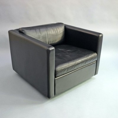 Knoll International Club Armchair 1051 Charles Pfister Leather Black 1GRÜ