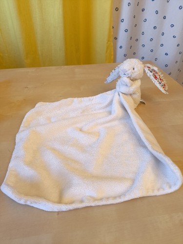 JELLYCAT Hase mit Schnuffeltuch Schmusetuch weiß mit Blumen Kuscheltuch Baby - Bild 1 von 14