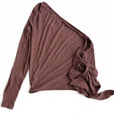 Paloma Wool One-Shoulder Wrap Top Brown Size L