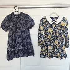 Sz 10 Lot Of 2 Janie Jack Dresses Long Sleeve And Snocked Ruffle