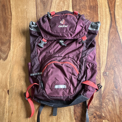 Deuter Junior Unisex Kinder Rucksack lila/rot Outdoor Polyester mit Außentaschen