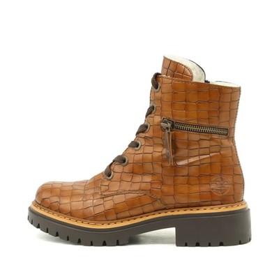 Rieker Damen Y9421-24 Stiefelette Cognac Leder Herbst/Winter Schnürboots EU 38