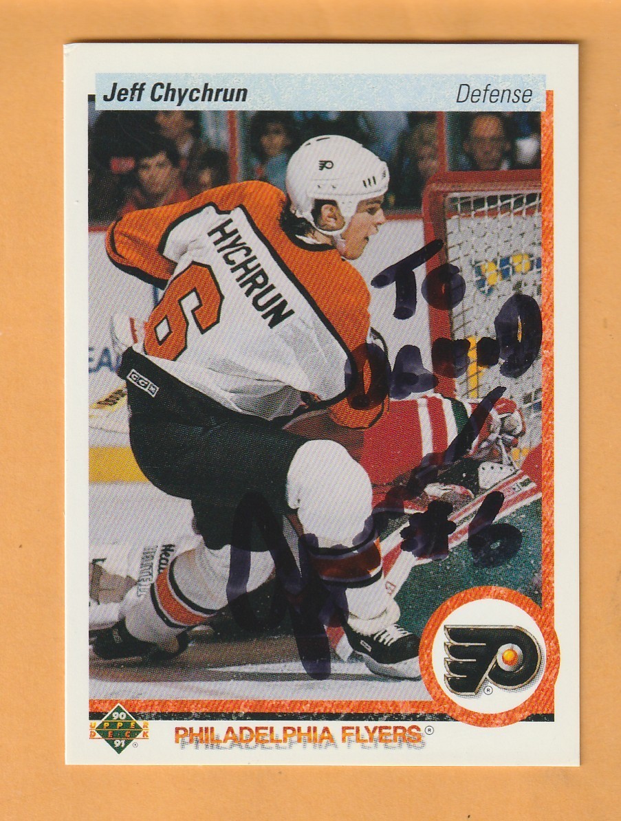 Jeff Chychrun Philadelphia Flyers AUTO Signed 1990-91 Upper Deck Dinged Corner