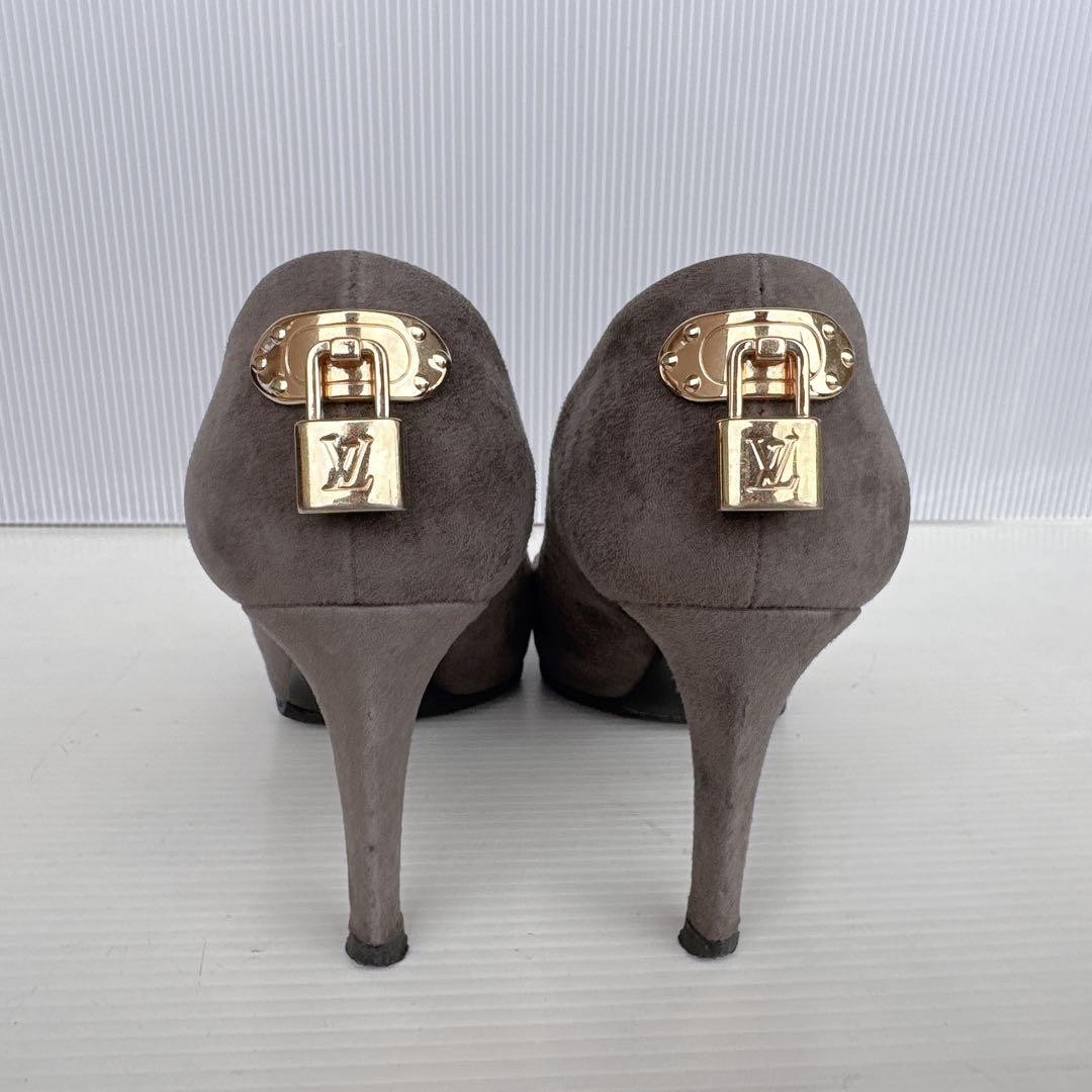 Louis Vuitton Shoes Pumps Heel EU 36.5 US 6.5 Suede Leather Greige Authentic thumbnail 2
