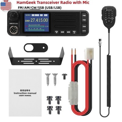 HamGeek 6699-CB 1-30MHz 21-30MHz Mobile Radio FM AM CW SSB + Mic /USA