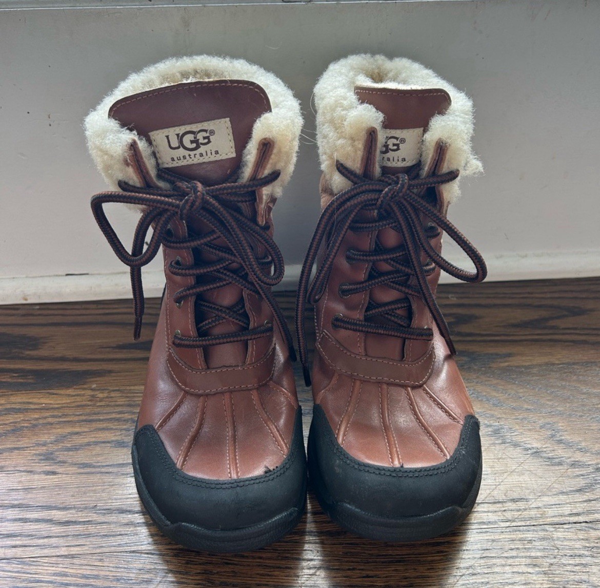 UGG Chestnut and Black Fur-Lined Boots Size 5