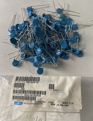 (50) Murata Electronics Ceramic Disc Capacitor DEBE33A103ZA3B 0.1uF 1kVDC