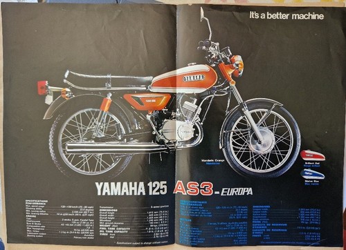 Yamaha 125 Street AS3 Europa Motorcycle Sales Brochure - *Original not a copy* - Picture 3 of 5