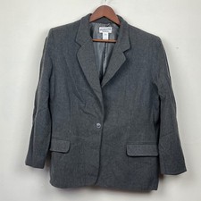 Pendleton Womens 16 Wool Blazer Charcoal Grey Single Button Jacket Made in USA