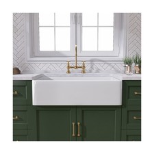 TUKTUK White Farmhouse Sink 30 inch Farm Sink Fireclay Apron Front Single Bow...