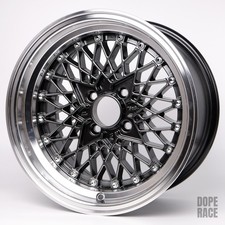 1 Pc Rota Wheels Os Mesh - 15x8 20mm 4x100 67.1 Hub Hyper Black Polish Lip