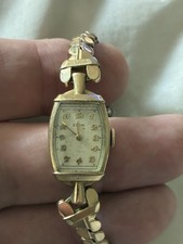Orologio Elgin Donna Riempito Oro 10k Per Ricambi O Riparazione Cinturino Flessibile