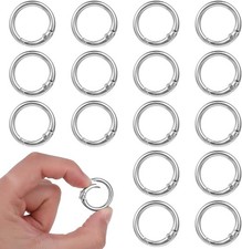 16 Pcs Stainless Steel Round Carabiner Keychain with Spring O Ring Clips