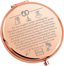 Daughter Wedding Gift from Mom Dad Rose Gold Compact Makeup Mirror for Bride to