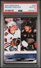 2023-24 Upper Deck Young Guns Checklist 500 RC Connor Bedard Leo Carlsson PSA 10