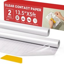 2 Rolls Clear Contact Paper, Plastic Book Covers 13.5 in x 13.5"x5ft, 2