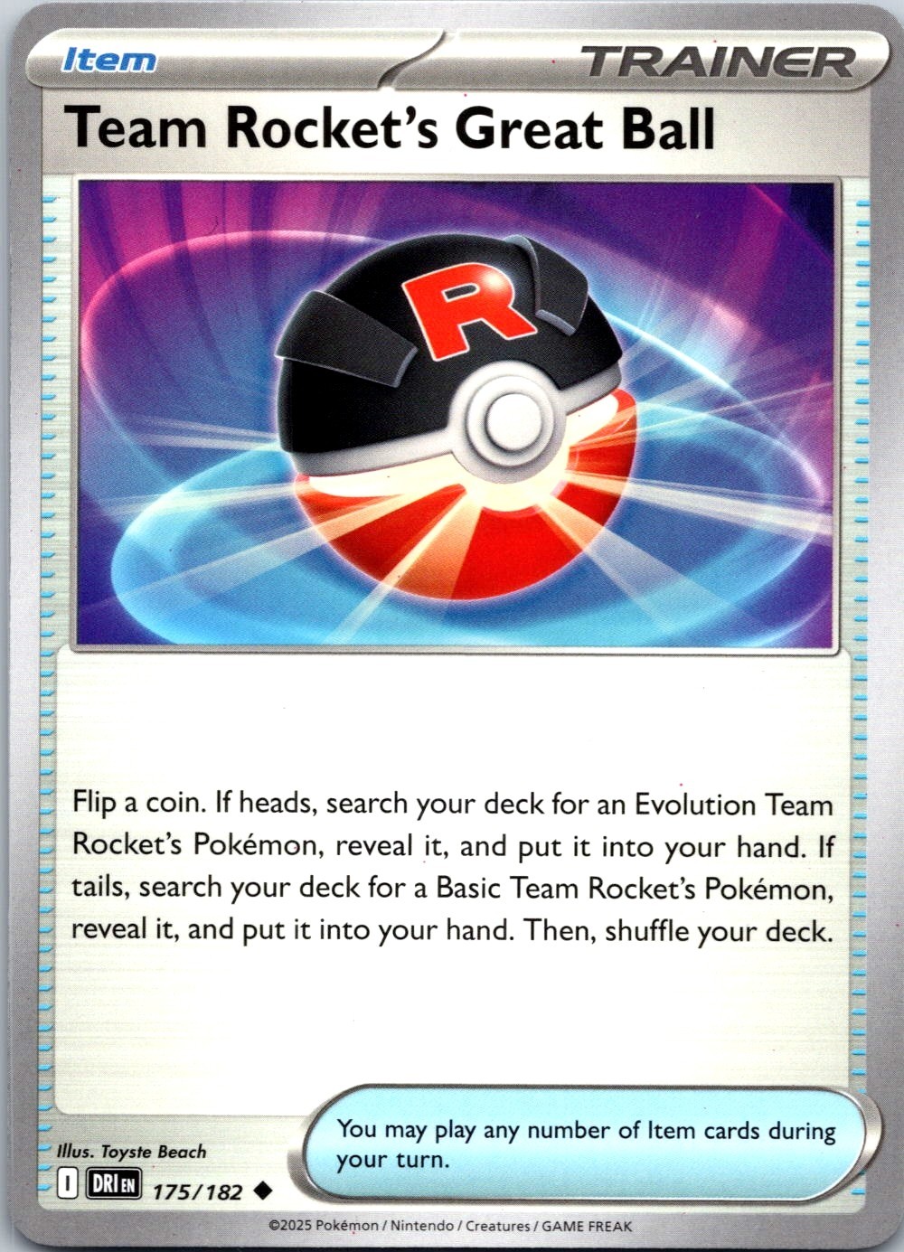 Team Rocket's Great Ball regular - 175/182 Near Mint - Pokémon TCG