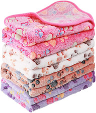 4 Pcs Dog Blanket for Pet Puppy Teething Toys Paw Print Fleece Blanket for Pet C
