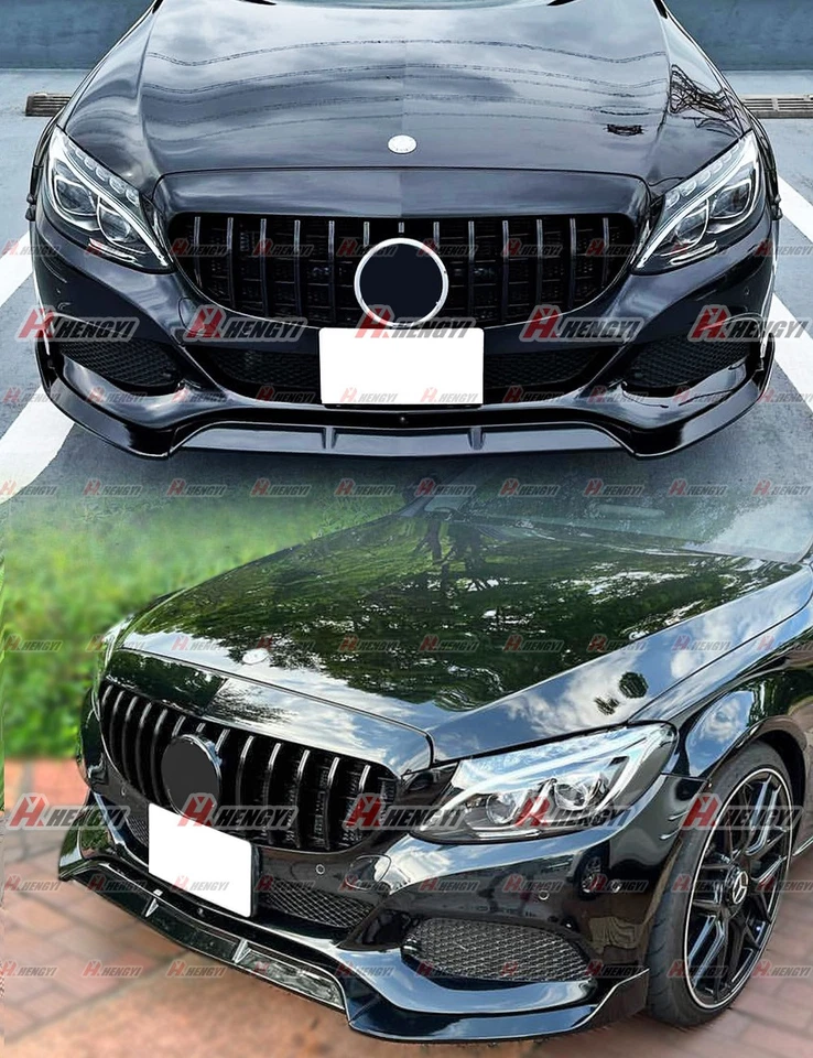 PARA MERCEDES BENZ W205 C300 C43 2015-18 AMG NEGRO BRILLANTE ESTILO B PARACHOQUES DELANTERO LAP Foto 4 de 4