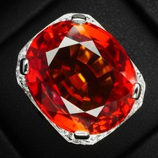 Sparkling Sunset Orange Sapphire 26.90Ct 925 Sterling Silver Handmade Halo Rings